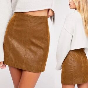 Free People Vegan Leather Tan Skirt
